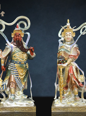 铜中式佛堂伽蓝韦陀菩萨装饰摆件