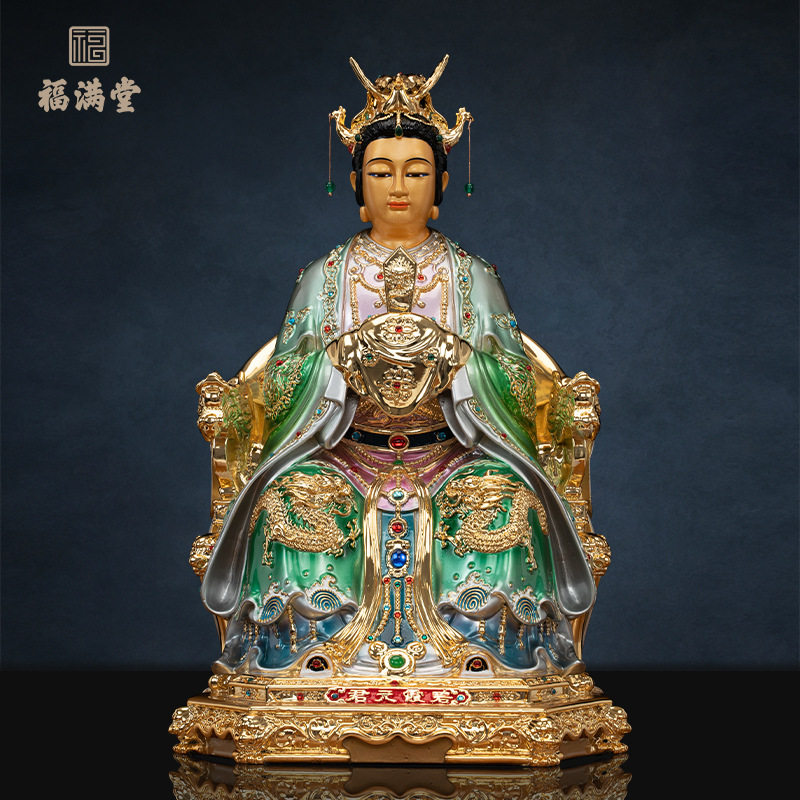 铜鎏金泰山奶奶像体碧霞元君雕像泰山娘娘泰山老母神像客厅摆件