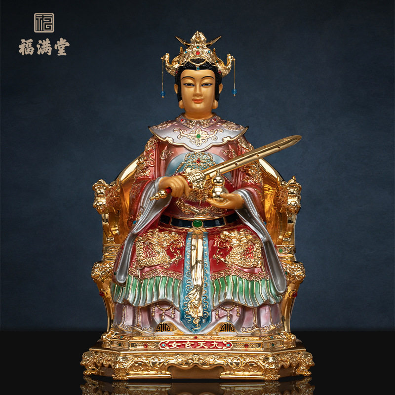 铜鎏金九天玄女像体九天圣母娘娘神像玄母天尊无极元君家用摆件