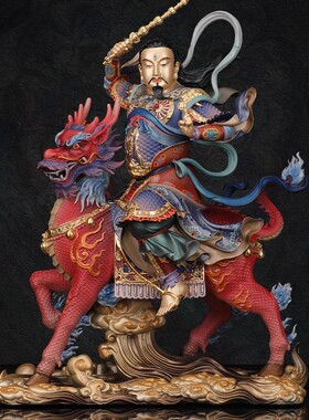 铜中式佛堂铜九天应元雷装饰摆件