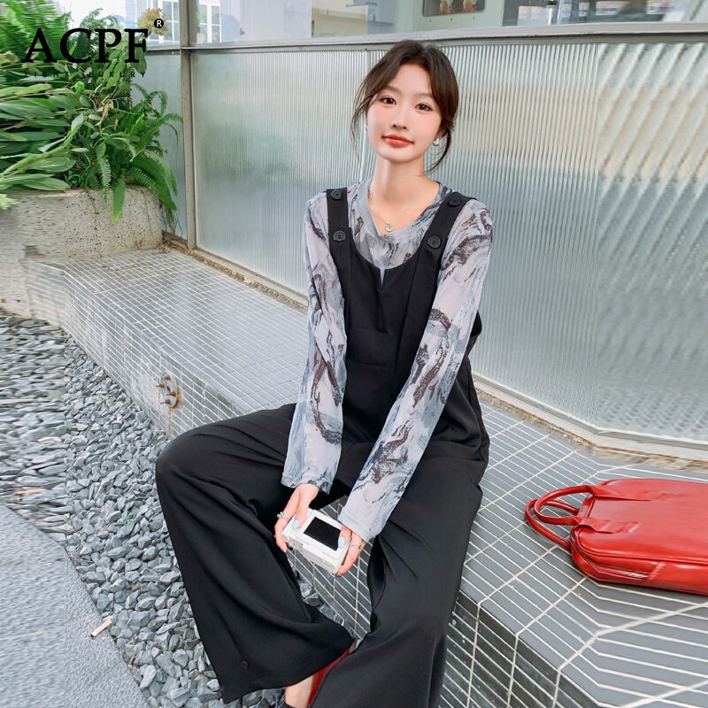 黑色背带裤女2026新款夏季小个子松弛感连体裤慵懒松弛套装阔腿裤