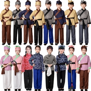 儿童愚公移山演出服农民大禹治水悯农夫百姓老婆婆村姑锄禾课本剧