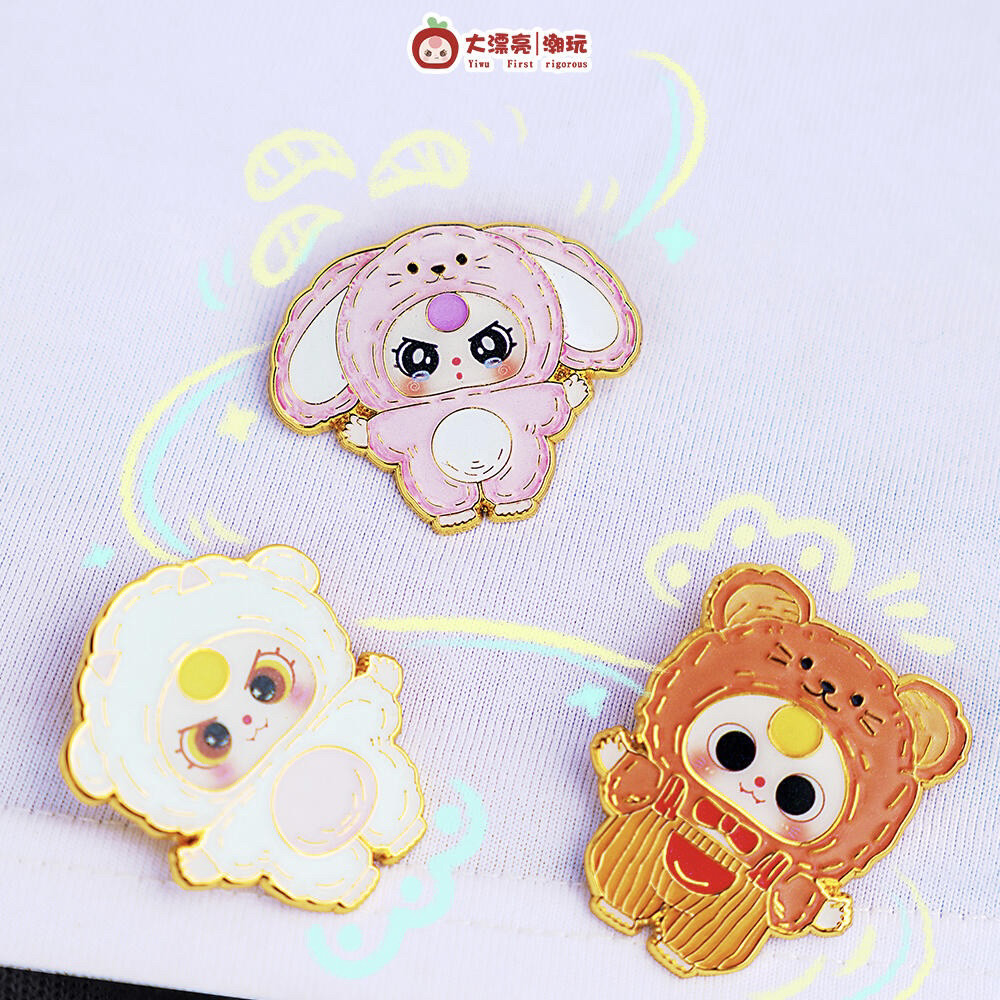 Baby Three-Year-Old Metal Badge Brooch Blind Box Trendy Cute Doll Pendant Bag Accessory New Product