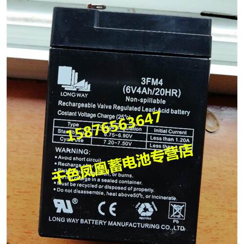 LONGWAY蓄电池 3FM4 (6V4AH/20HR) 童车玩具车 电子称 应急灯电瓶
