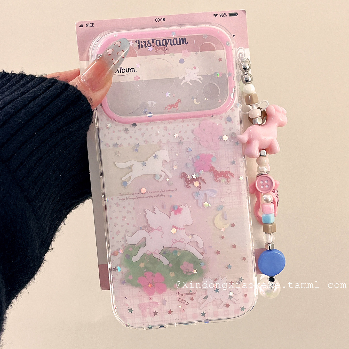 ins少女粉色花朵小马适用苹果iPhone17ProMax手机壳16pro新款15小众14pro带链条15promax硅胶17pro创意13全包,3C数码配件,手机保护套/壳,淘宝优惠券,粉丝福利购,淘宝优惠卷