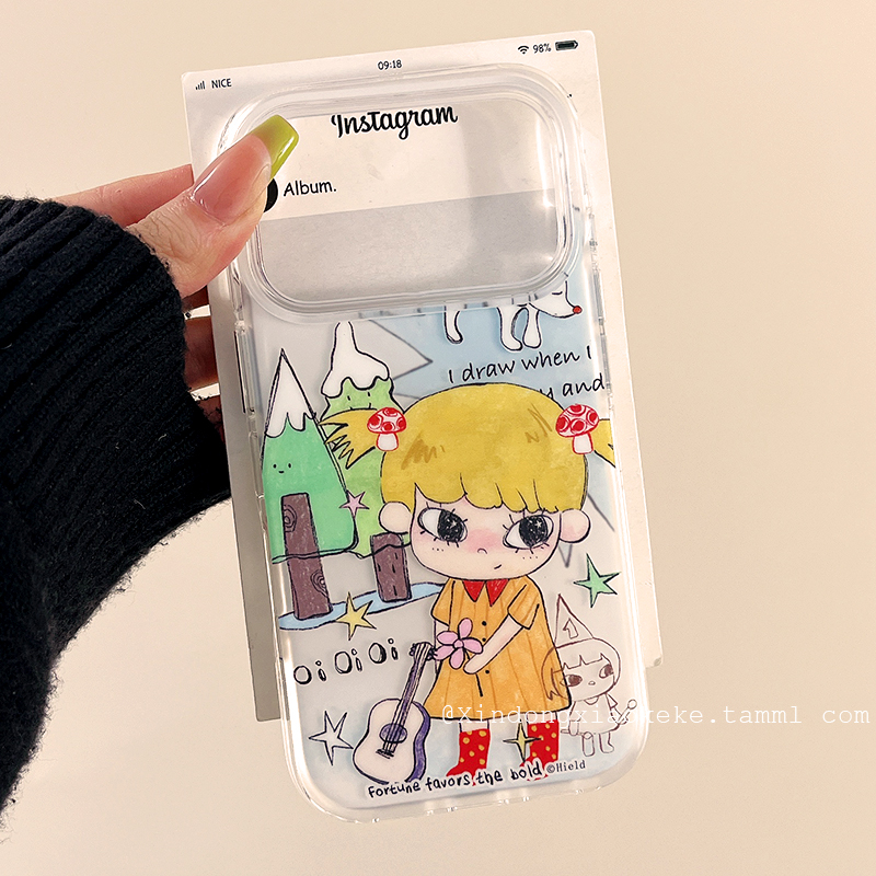 可爱卡通女孩适用苹果手机壳