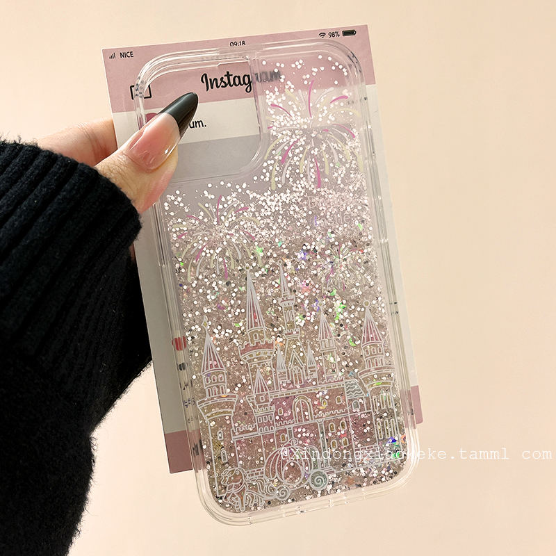 ins梦幻流沙烟花城堡适用苹果iPhone16ProMax手机壳高级感15pro新款14防摔13小众女款14pro全包16Pro硅胶16硬