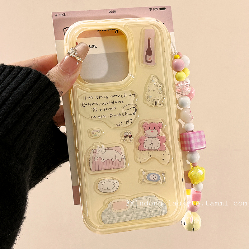 立体闹钟小熊猫咪适用苹果手机壳