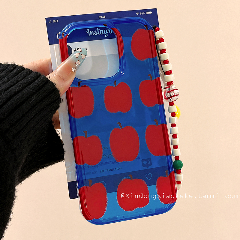 ins风简约红苹果适用苹果iPhone16ProMax手机壳15pro新款14带链条13小众高级感14promax硅胶16pro创意15全包