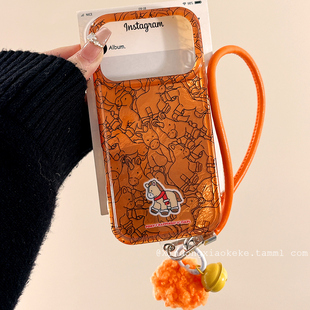 可爱卡通橙色线条小马适用苹果iPhone17ProMax手机壳16pro新款14带挂绳13小众14promax硅胶17pro创意15全包女