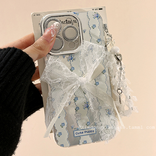 ins韩系温柔蕾丝蝴蝶结适用苹果iPhone16ProMax手机壳15pro新款 14高级感13小众14promax硅胶16pro创意12全包