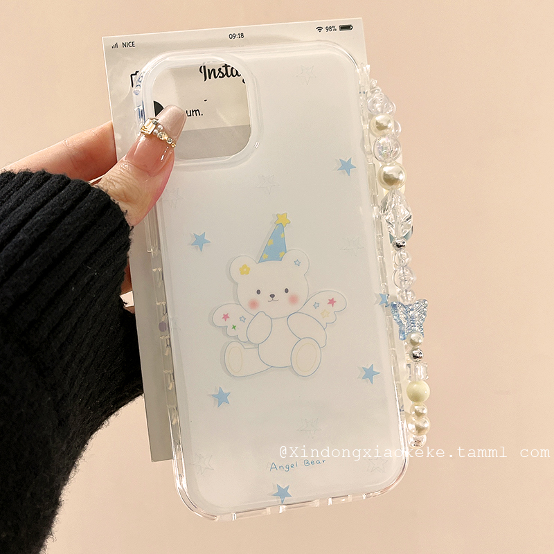 可爱卡通星星天使小熊适用苹果iPhone16ProMax手机壳15pro新款14带链条13小众14promax硅胶16pro女15超火全包