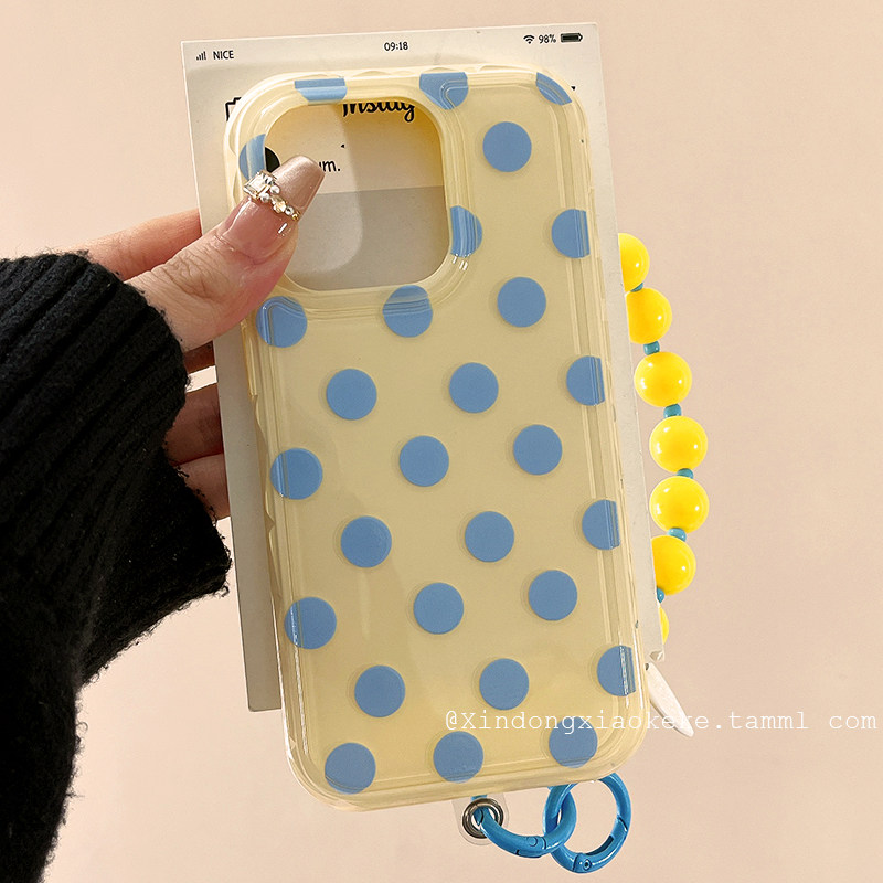 ins纯色简约波点适用苹果iPhone16ProMax手机壳15pro新款14带链条13小众14promax硅胶16pro全包12创意高级感