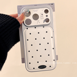 可爱少女简约波点蝴蝶结适用苹果iPhone17ProMax手机壳16pro新款15高级感小众14promax硅胶皮质17pro创意全包