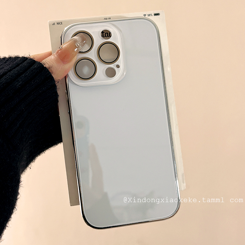 纯色带镜头膜适用苹果手机壳