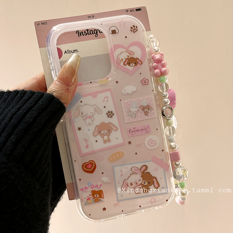 可爱少女心甜品兔子适用苹果iPhone16ProMax手机壳15新款14带链条13小众14promax卡通15pro硅胶16Pro创意全包