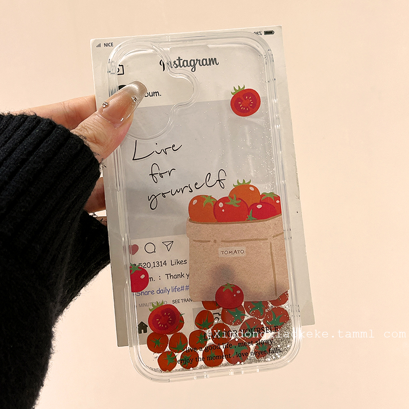 夏日果蔬可爱西红柿适用苹果iPhone16ProMax手机壳15pro新款14流沙13小众14promax硅胶16pro创意12全包11女款