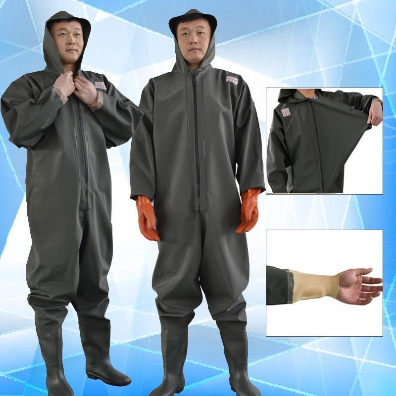 红诗雨钓鱼服下水裤全身连体加厚