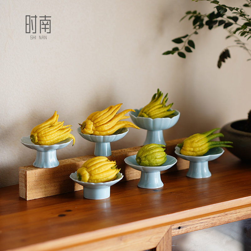 中式迷你小号佛手柑高脚托盘精致高颜值佛手小果摆放盘陶瓷器皿,餐饮具,果盆/果盘/果篮,淘宝优惠券,粉丝福利购,淘宝优惠卷