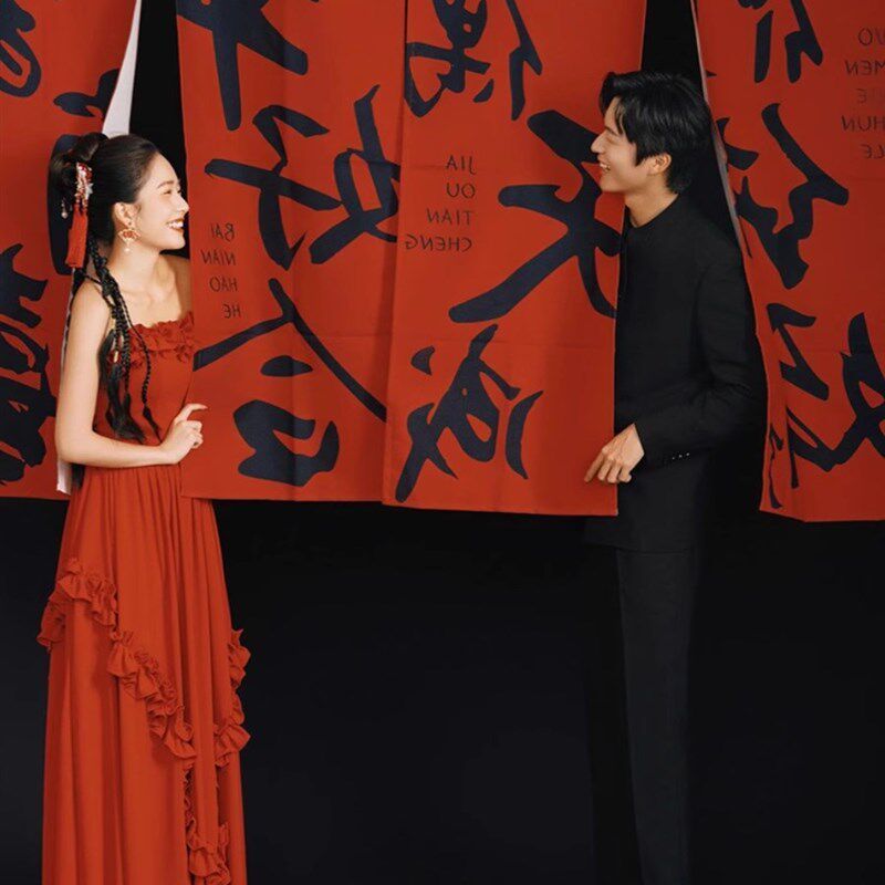 新品新中式复古小众轻婚纱晨袍新娘订婚结婚礼服S敬酒服红色抹胸