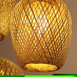极速Bamboo Lgantern Pendant Lamp Retro Restaurant Hanging Li
