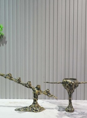 极速复古几何铜氛围感烛台摆件样板间售楼处音乐T主题印度欧式桌