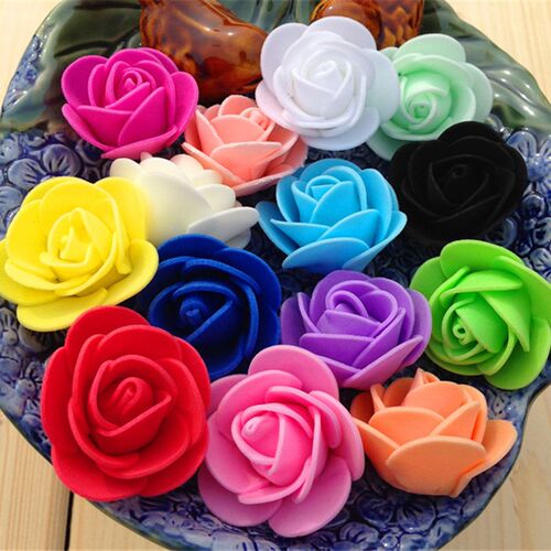 新品20pccs 3cm DIY Handmade PE Foam Flowers Black Artificial