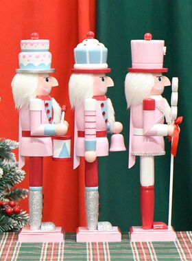 极速粉色胡桃夹子俄罗斯木偶士兵实木摆件J卡通ins女孩可爱圣诞节