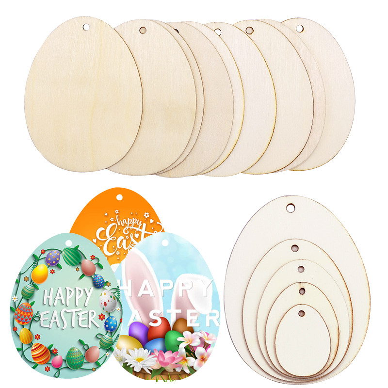 极速DIY Easter Egg Wood Slices EasteFr Hanging Pendant Decor