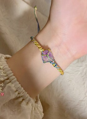 极速莫奈花园~新中式森系花朵天然原石编H绳手链女夏天ins小众设