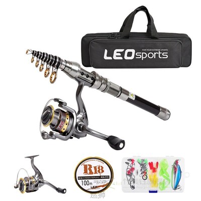 极速2.1M Telescjopic Fishing Rod And Reel Combo Full Kit Spi