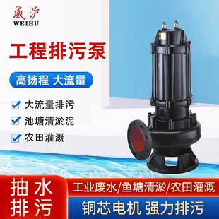 WQ潜水排污泵大流量无堵塞鱼塘清淤工业地下室污水污物排污泵厂家