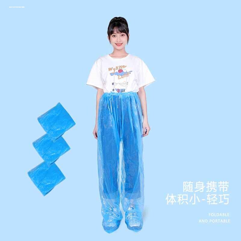 一次性一体包脚雨裤雨衣套装封脚男下半身电动车女防水加厚子裤款图片