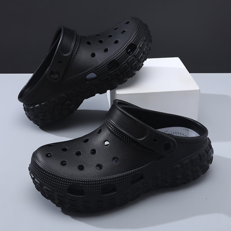 轮胎底洞洞鞋男踩屎感夏季2025新款运动外穿拖鞋耐磨厚底增高凉鞋