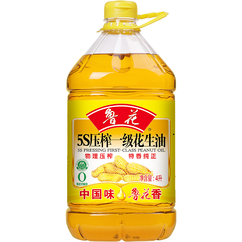 鲁花5S压榨一级花生油4L*1 家用食用油大桶装