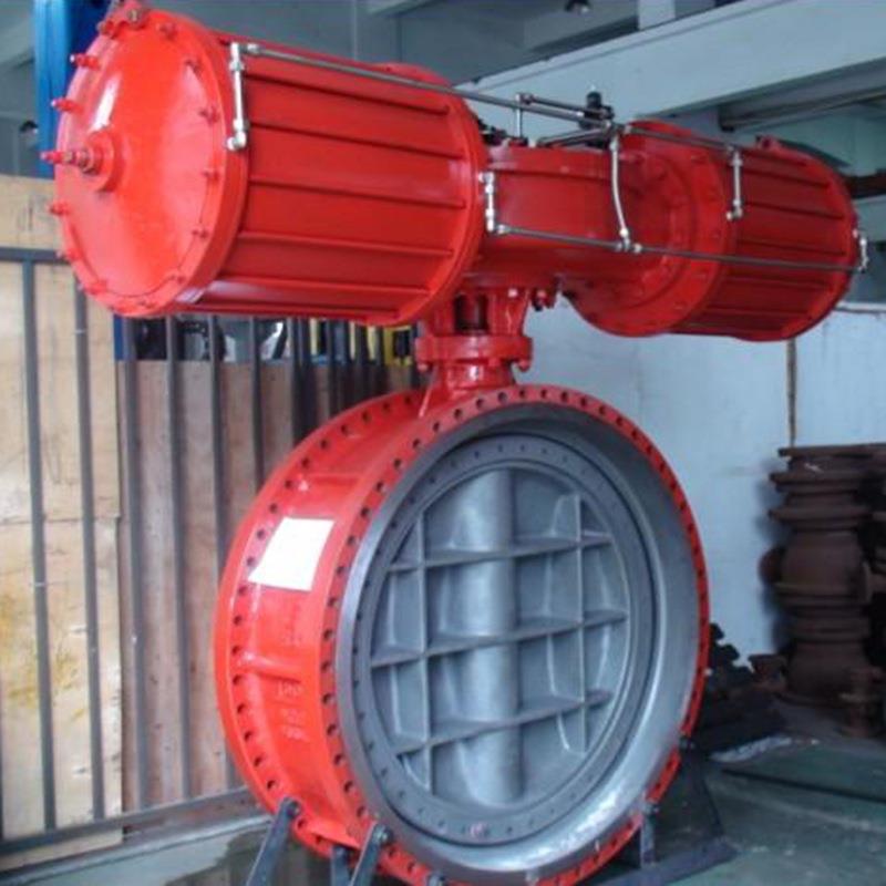 大口径气动蝶阀DN900不锈钢蝶阀DN800三偏心带手动碟阀700MM PN25