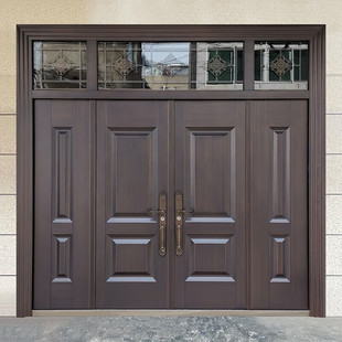 锌钛合金别墅大门双开门入户门防盗门家用进户门对开门乡村仿铜门