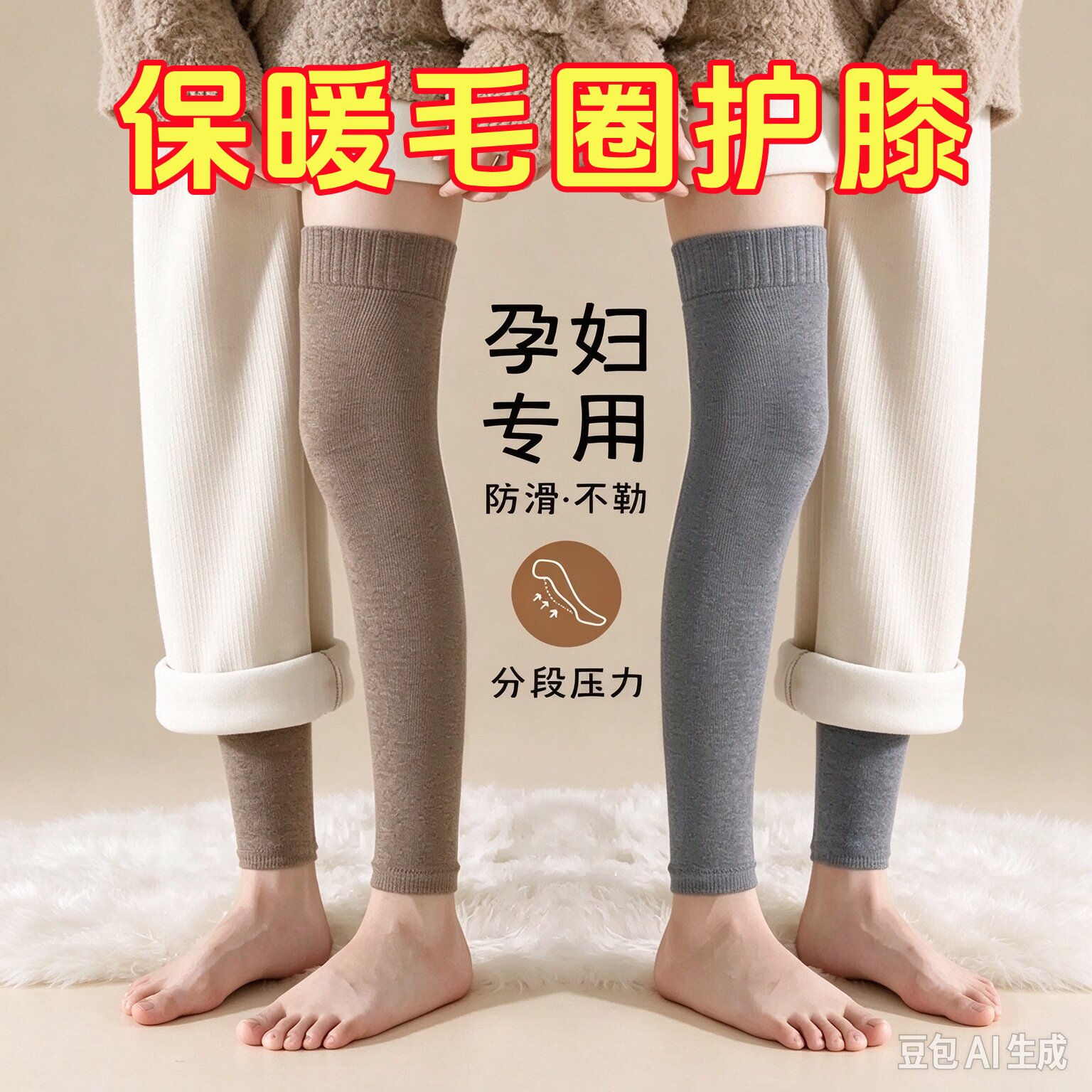 腿套秋冬季保暖护膝盖袜子女款加厚保暖加长筒过膝袜套大腿袜发热
