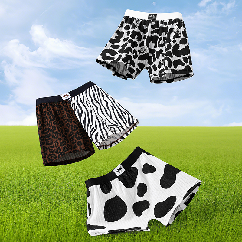 蕉克纯棉男女童阿罗裤豹纹四角裤