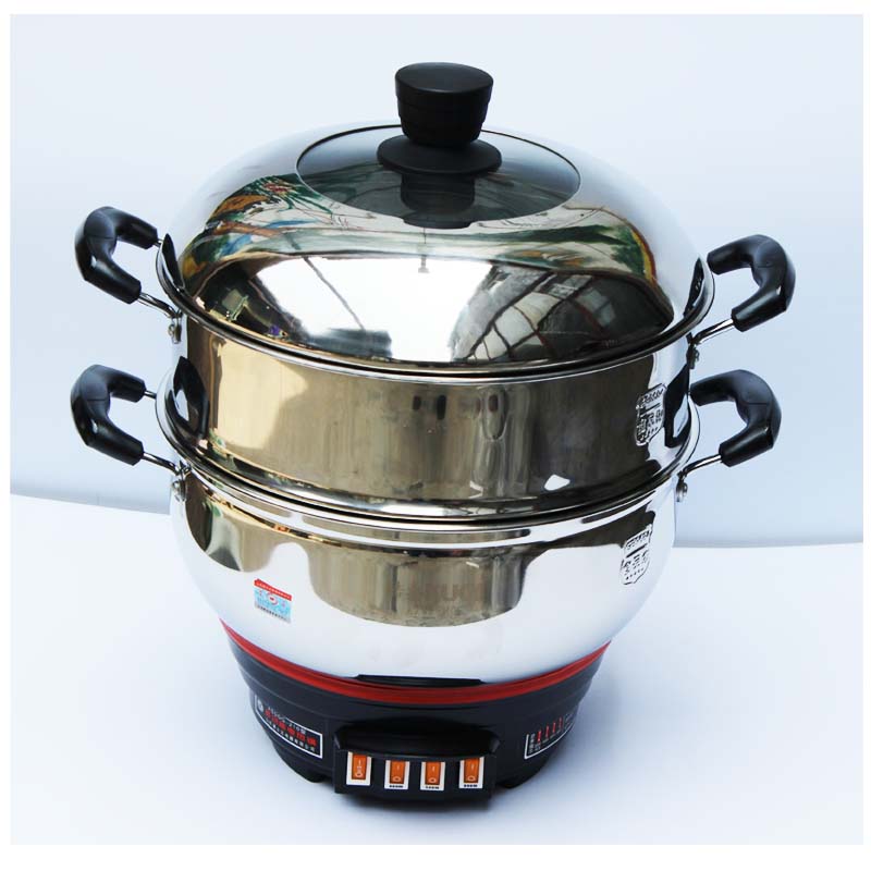 多功能电热锅不锈钢家用不粘电炒锅电煮锅电火锅多用锅电蒸锅学生