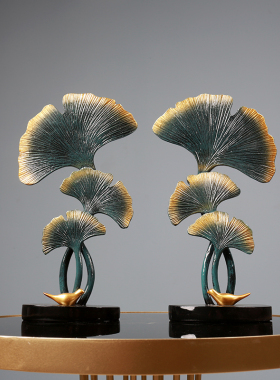 北欧轻奢摆件银杏树叶软装饰品鹿套装客厅玄关样板房摆设乔迁新居