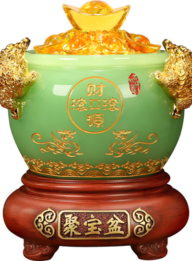 招财聚宝盆摆件 家居客厅酒柜装饰品店铺开业送礼品收银台工艺品