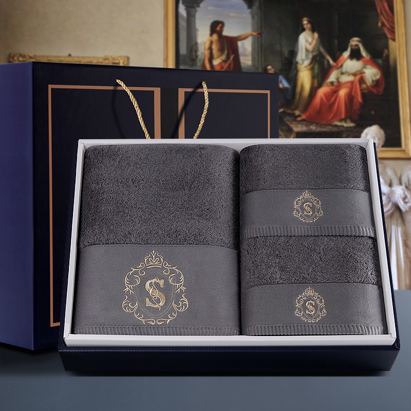 酒店高档礼盒大浴巾毛巾三件套装柔软吸水纯棉加大加厚定制logo