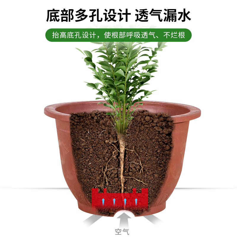 加厚特大号花盆红色欧式浮雕花纹塑料加深加高耐用庭院果树绿植盆