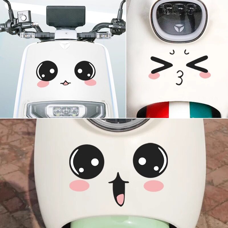 电动车装饰贴纸可爱表情防水防晒