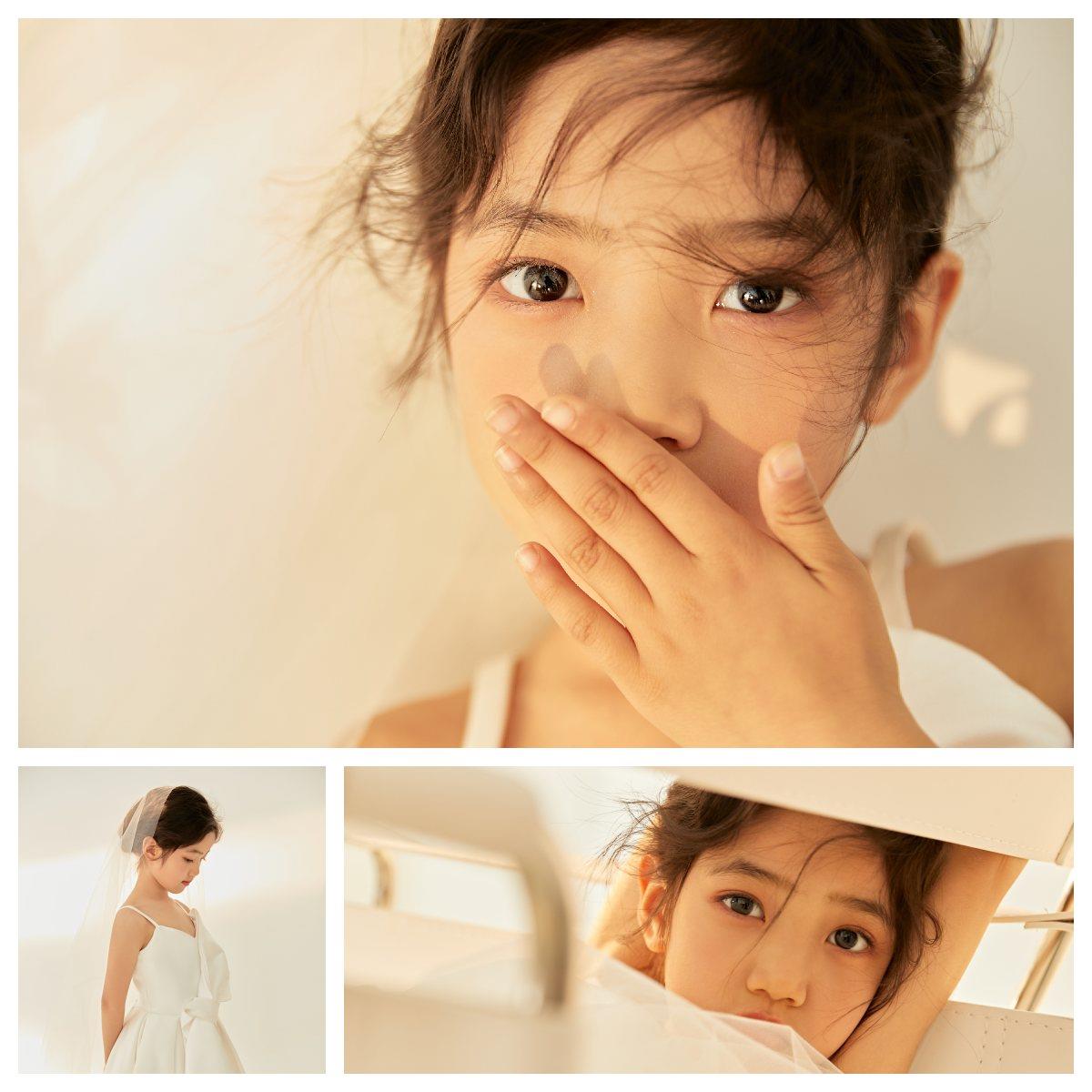 新款儿童摄影放大样片影楼高端儿童室内单色女生写真艺术样照