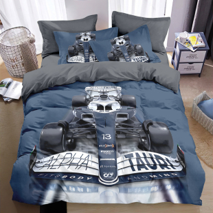 全棉炫酷汽车被套四件套个性 学生宿舍儿童赛车床上纯棉床单床笠款