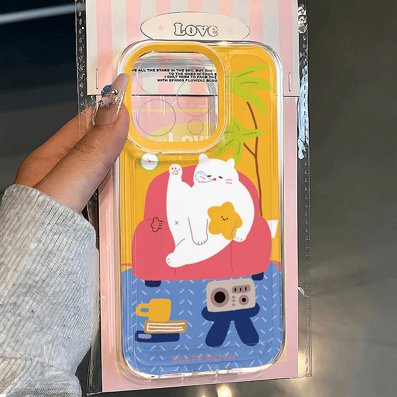 适用苹果系列沙发猫咪手机壳