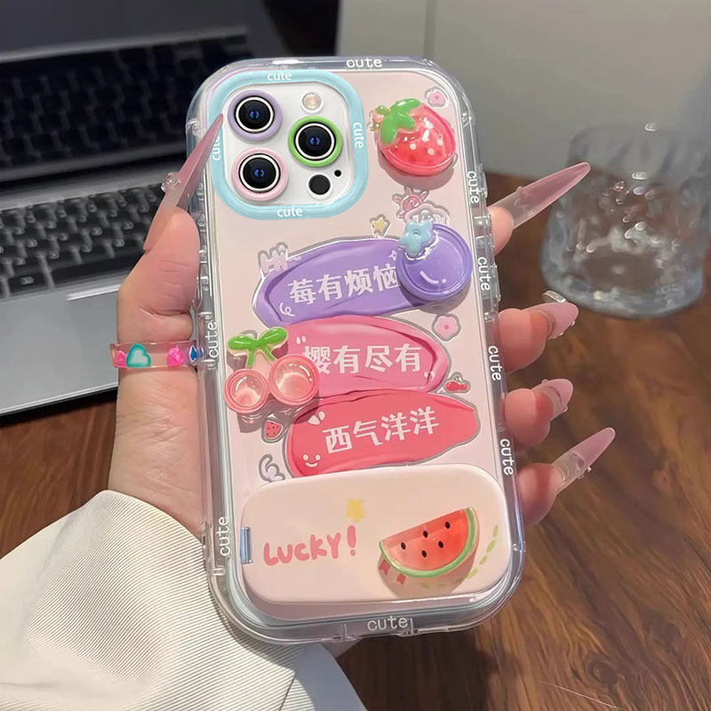适用荣耀Magic8ProAir手机壳新款卡通时尚立体公仔莓有烦恼LDY-AN00羽纱硅胶保护套全包防摔外壳镜面支架