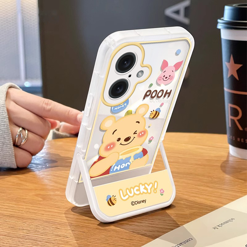 适用蜂蜜小熊苹果16E手机壳iPhone15promax少女心14plus新款13mini防摔12保护套11自带8支架7可爱6s时尚xsmax